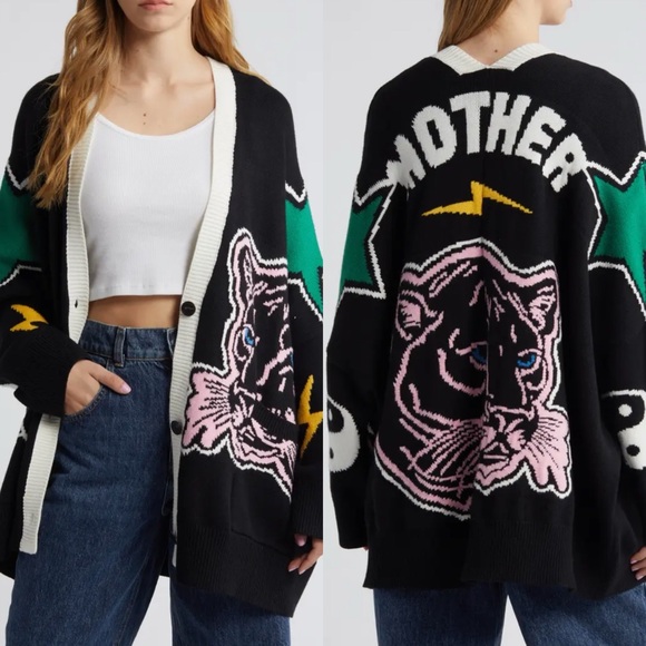 Dressed in LALA Sweaters - Dressed in Lala Mother is Mothering Oversized Cardigan in black original